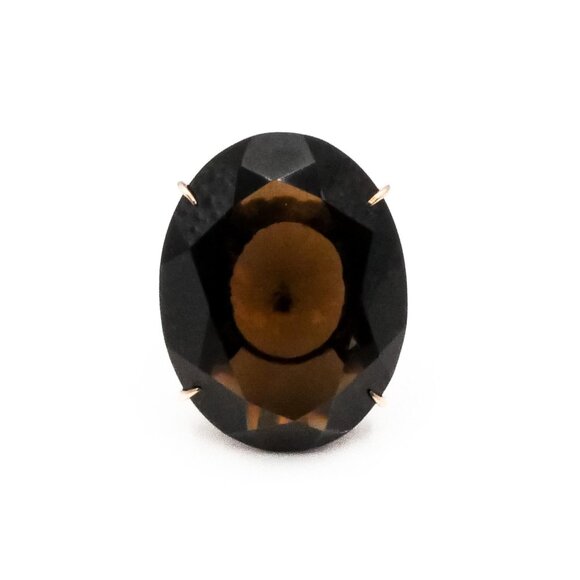 Vintage 14K Yellow Gold Smoky Quartz Statement Ring Size 6.75 - Picture 1 of 4